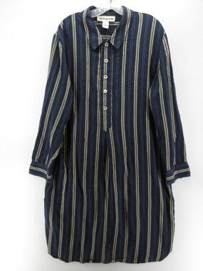 Caron Callahan Dress Large Shirt Striped Tencel Lagenlook Prairie